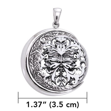 Oberon Zell Green Man on Crescent Moon Silver Pendant TPD6131 - Jewelry